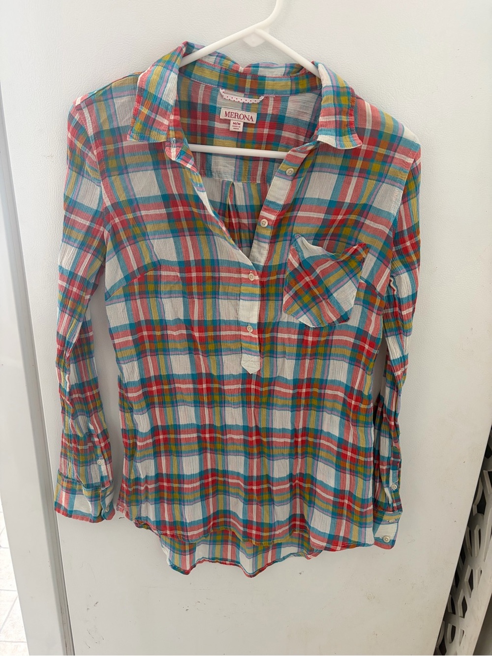 Merona women’s ' Multicolor Plaid Shirt - Lightweight Button-Up